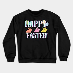 Polka Dots Bunnies For Happy Easter Crewneck Sweatshirt